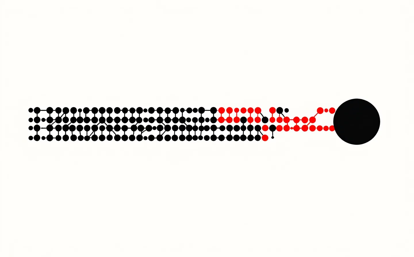 Restrained pharmaceutical-leaflet illustration of a 30-residue peptide chain in slate teal connected to a serum-albumin sphere, with four ochre substitution markers